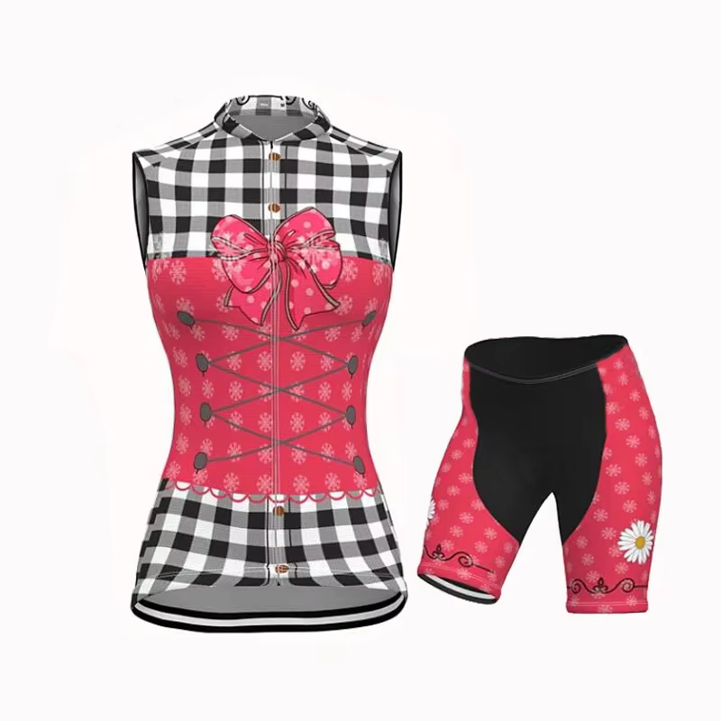 Ensemble gilet de cyclisme rose pour femmes