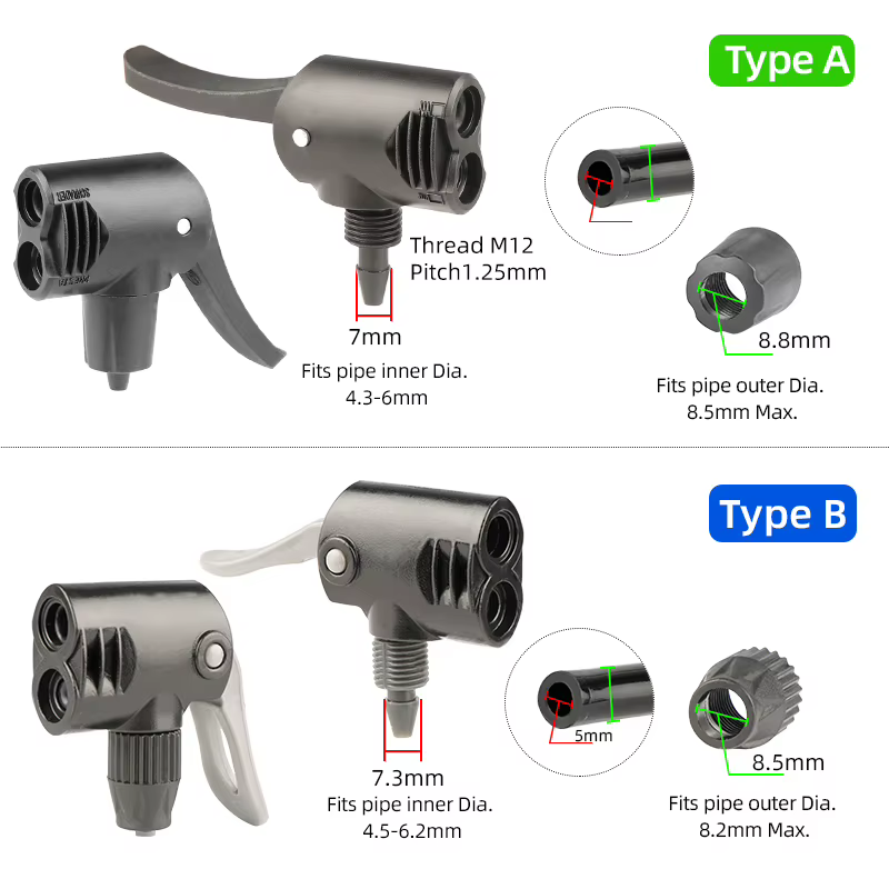 Pompe à main en plastique Schrader/Presta pour vélo de route et VTT