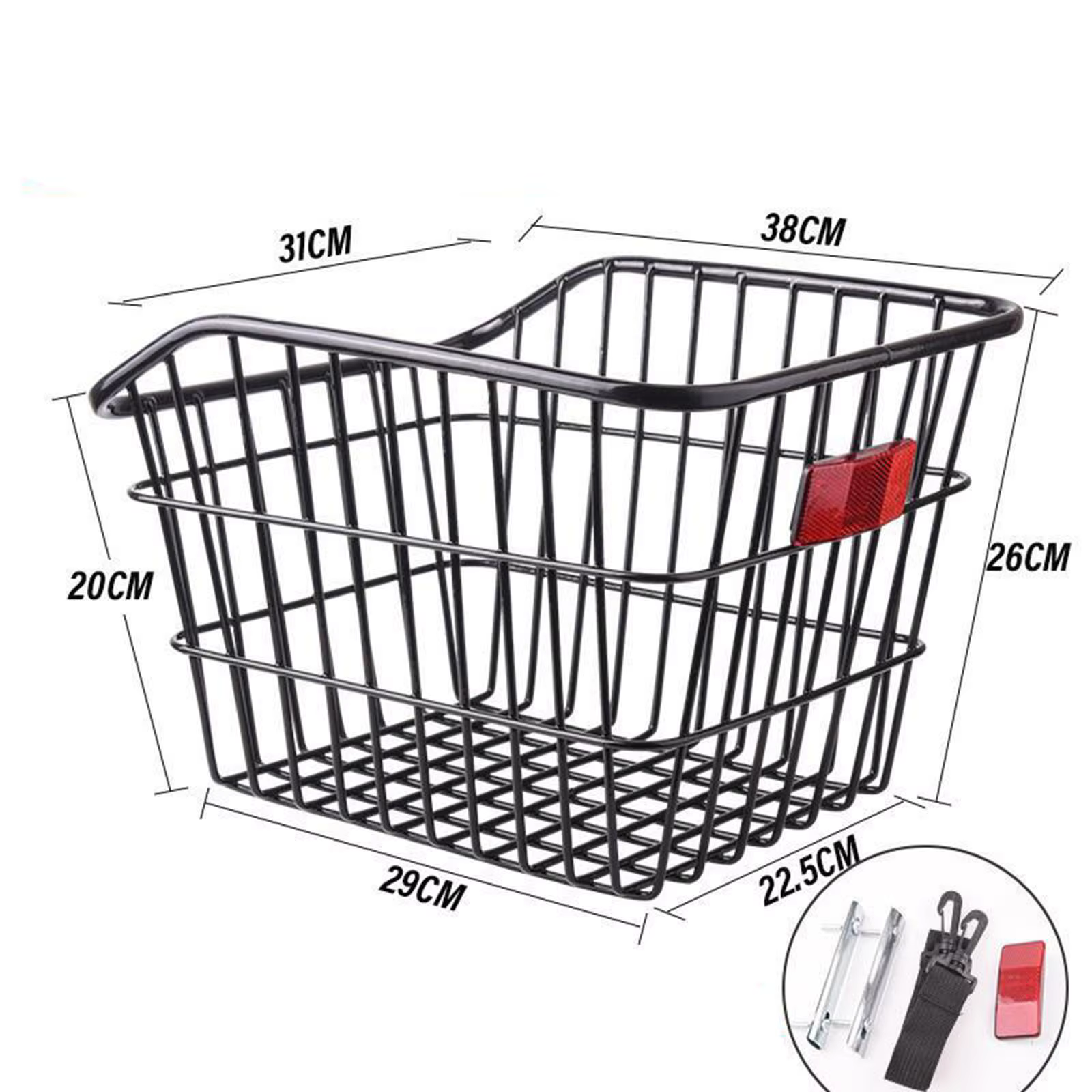 Panier de rangement arrière pour vélo en métal sans couvercle
