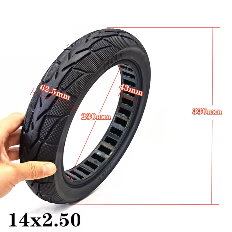 14 pouces 14x2.50 Ebike pneu solide pour vélo électrique remplacement pneus en caoutchouc accessoires