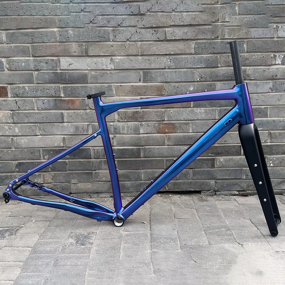 Cadre de vélo de route à axe traversant avec couleur de fourche avant en Fiber de carbone peut être personnalisé