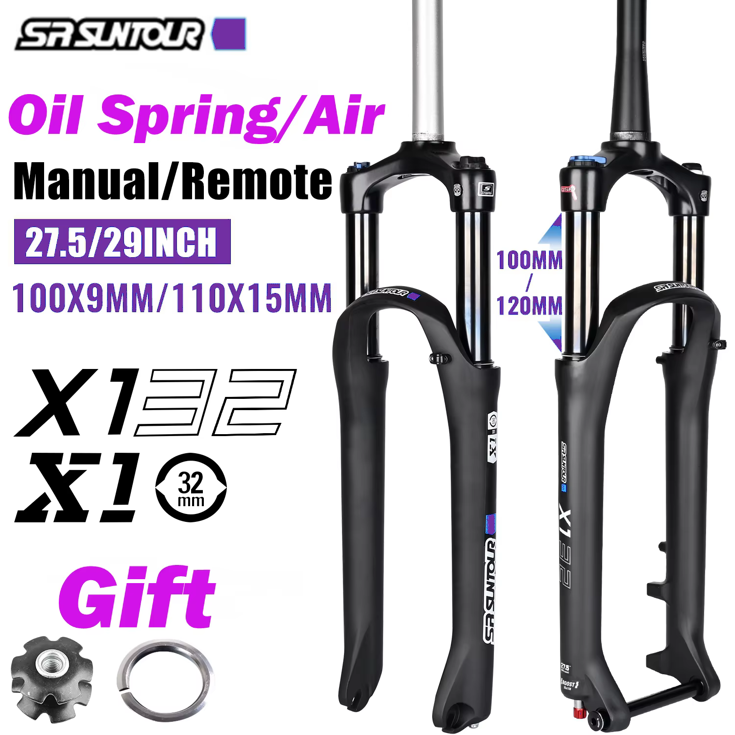 Fourche de suspension SR SUNTOUR XCR pour VTT
