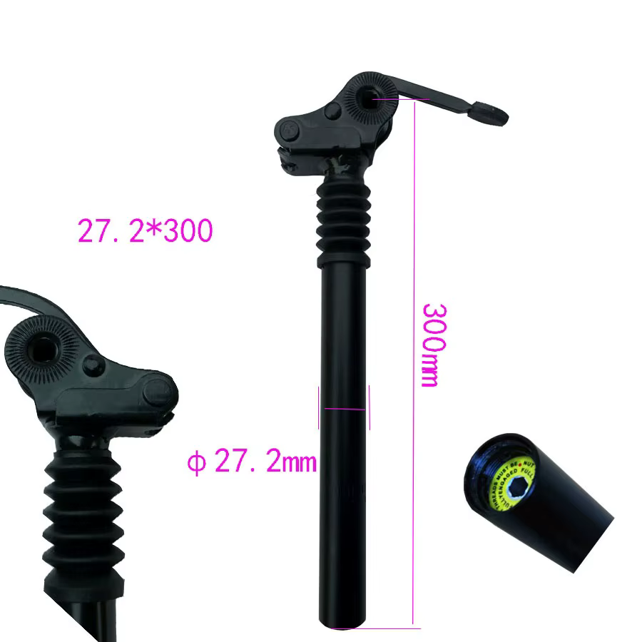 Tige de selle d'amortisseur de vélo électrique pliant 25.4mm 27.2mm 28.6mm 31.8mm 33.9mm 34mm 300mm 350mm