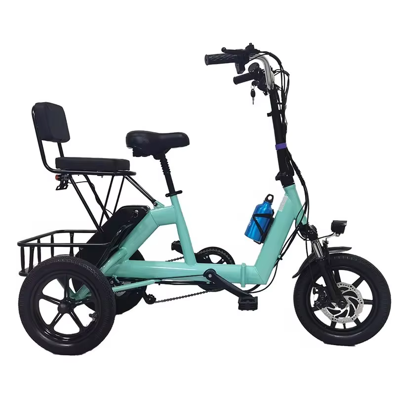 14 pouces 3 roues vélo électrique pliable femmes ville avec siège enfant 48V Mini Tricycle