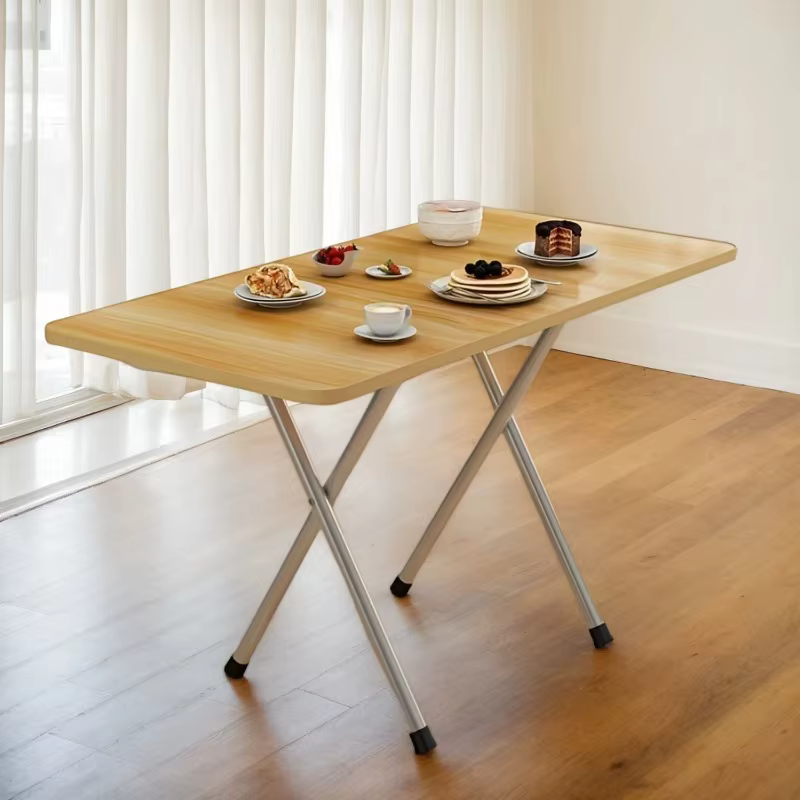 Table pliante simple de petite taille pour la maison, table à manger, table d'étude pour étudiants, table portable à double barre pour dortoir ﻿