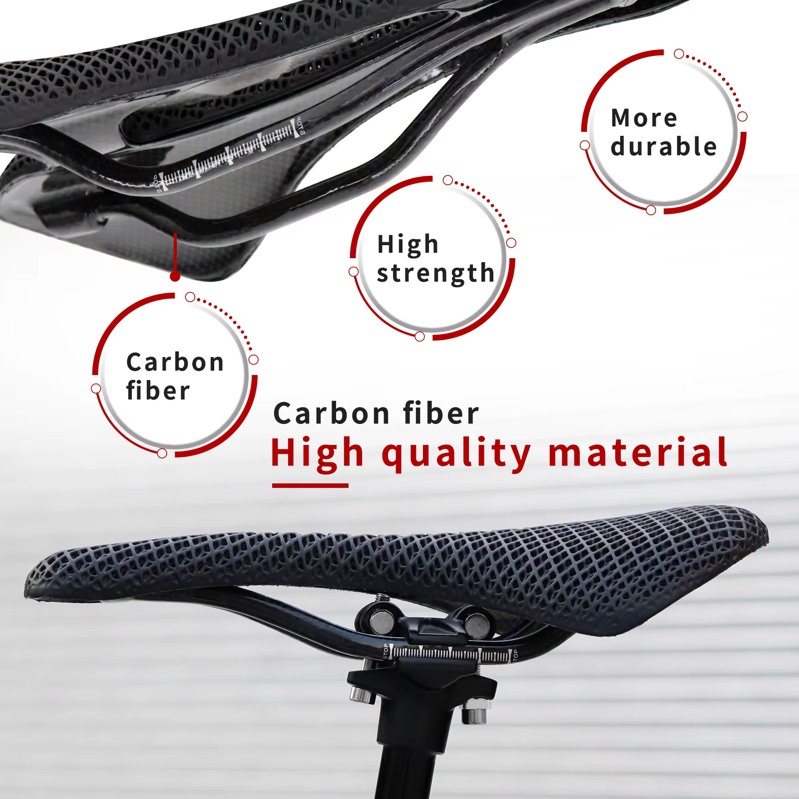 KOCEVLO 3D imprimé selle de vélo en Fiber de carbone creux confortable respirant 275*143mm style classique selles
