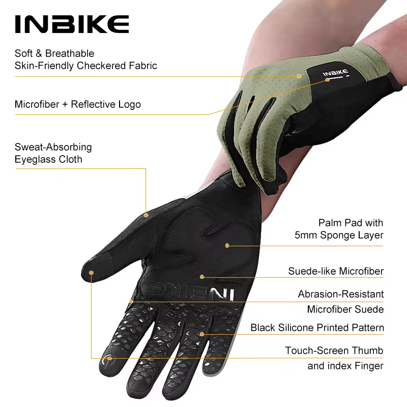 INBIKE 2025 gants de cyclisme doigt complet écran tactile anti-dérapant Gel paume réfléchissant