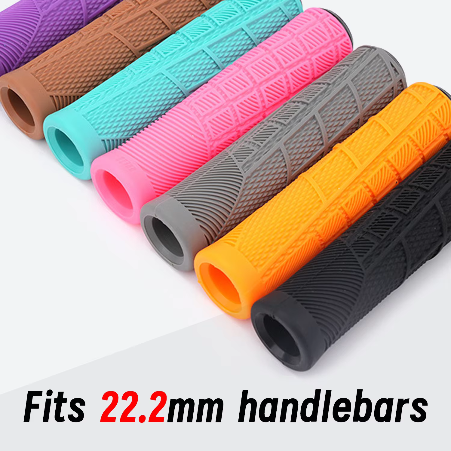 Poignées de vélo en silicone Odi gris orange marron rose violet 22 mm