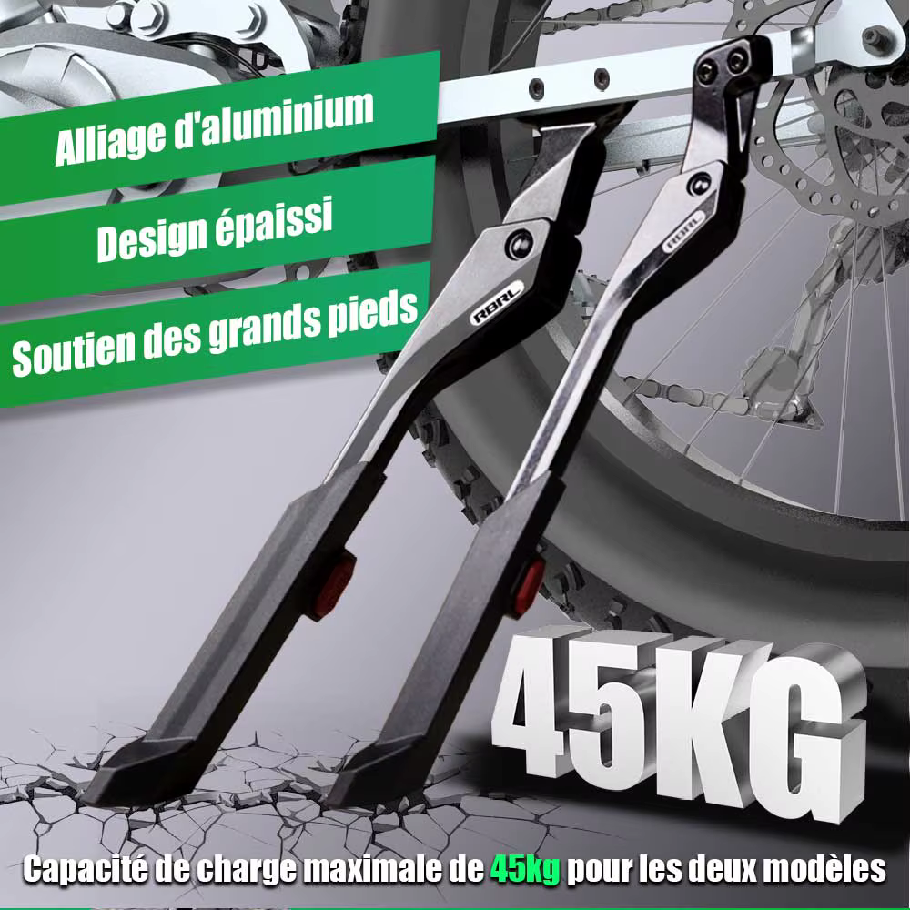 Support latéral réglable en alliage épais pour vélo électrique de 24 à 29 pouces