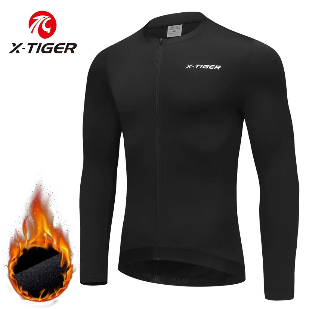 X-TIGER Veste de cyclisme d'hiver pour homme en polaire thermique Chemise de vélo VTT Ciclismo Maillot