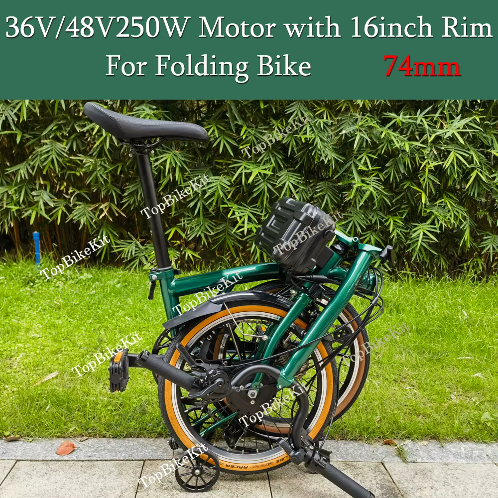 Moteur de moyeu avant 74 mm TBK-74AD 36V/48V 250W à 28 trous pour vélo électrique pliant 16 pouces