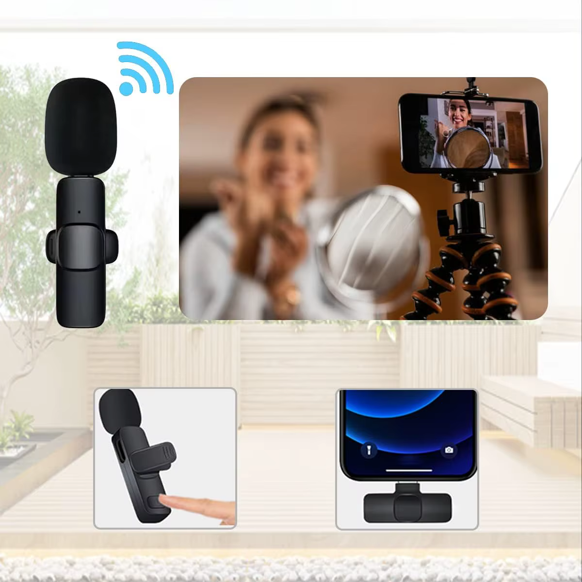 Microphones sans fil pour Android, iPhone, Type C, iOS, mini microphone cravate avec clip pour l'enregistrement vidéo, mini micro