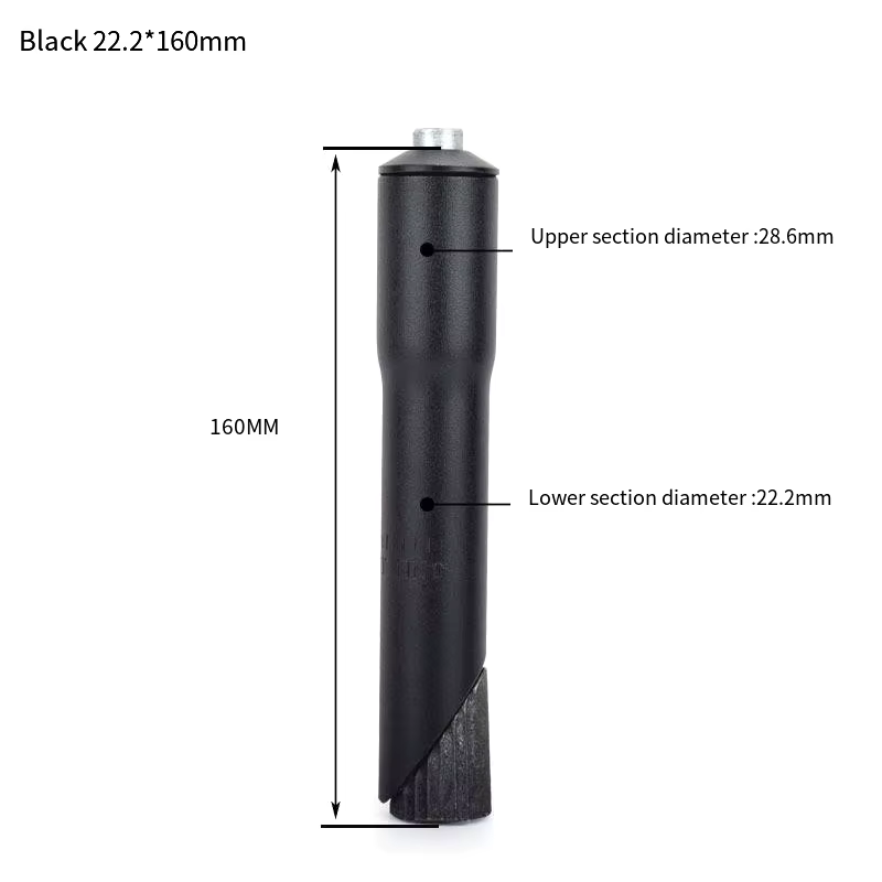 Prolongateur de tige de fourche de vélo 22,2 mm en alliage d'aluminium, adaptateur de rehausseur de tige de vélo de route et VTT pour tubes de direction sans filetage 1 1/8 pouces