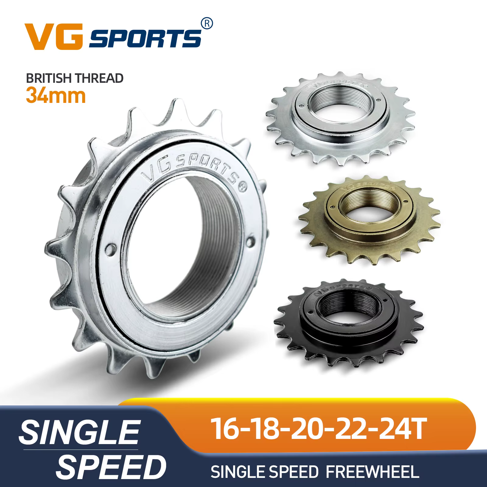 1pc VG Sports 16T/18T/20T/22T/24T 34MM roue libre de vélo à vitesse unique pièce de pignon pour BMX 1