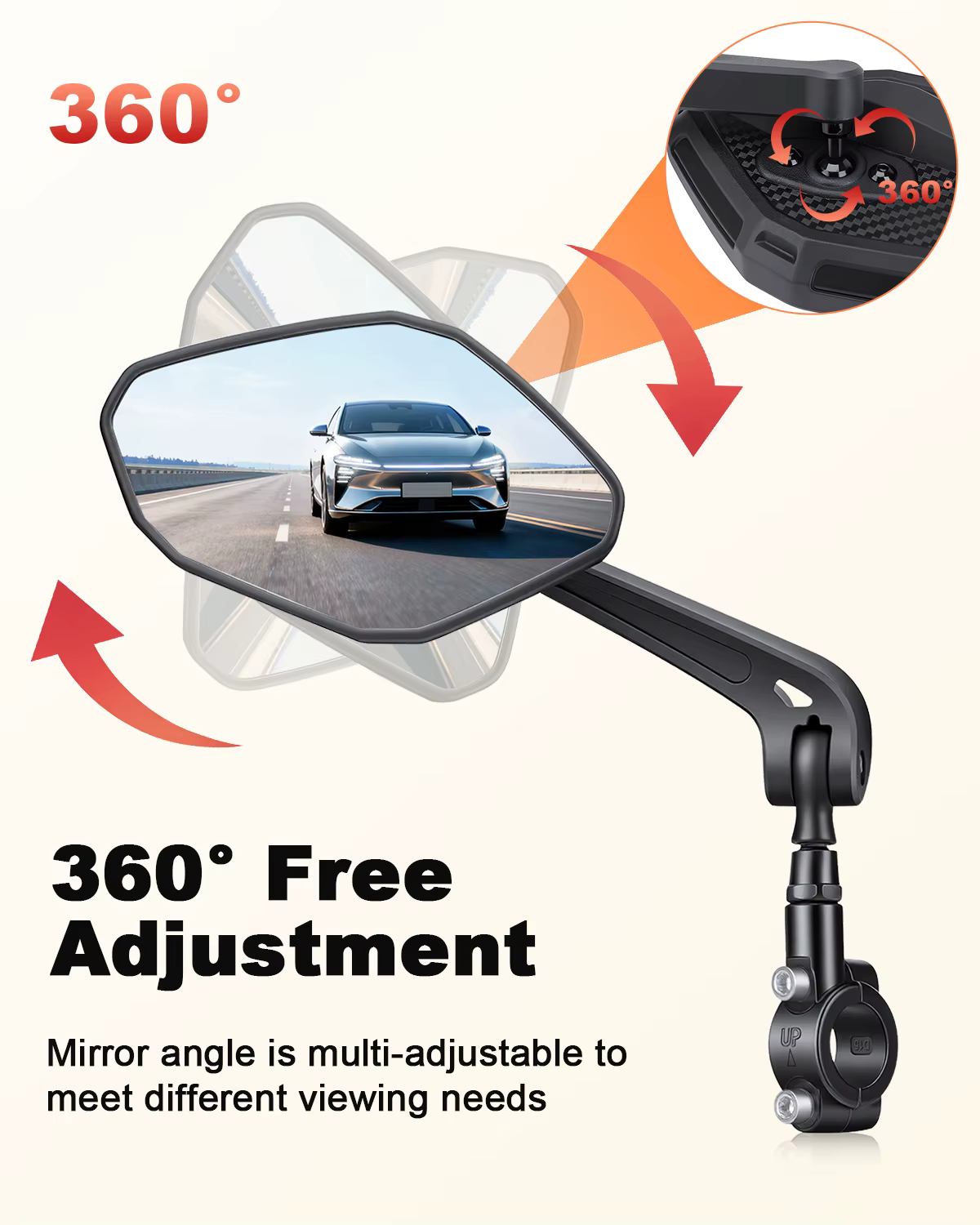 Rétroviseur de vélo rotatif à 360 degrés