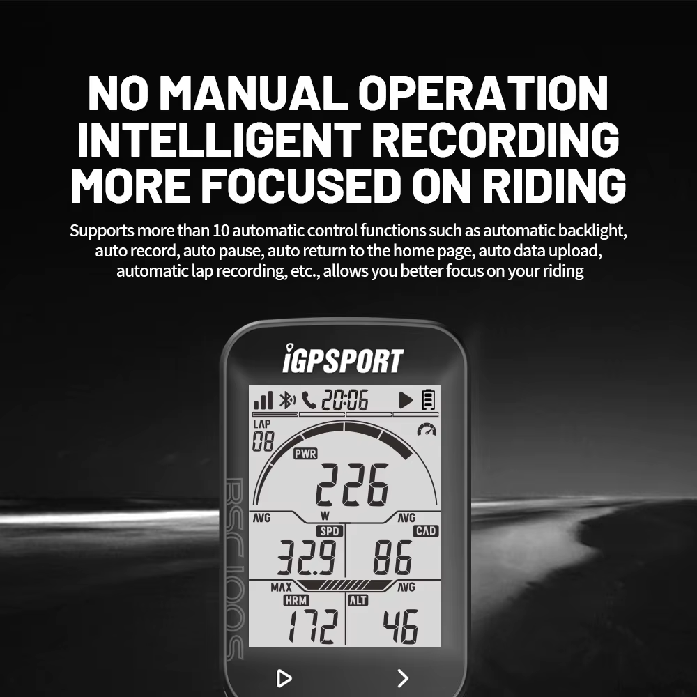 IGPSPORT BCS100S ordinateur de vélo BLE ANT + 2.6 pouces IPX7 type-c 40H autonomie de la batterie rétro-éclairage