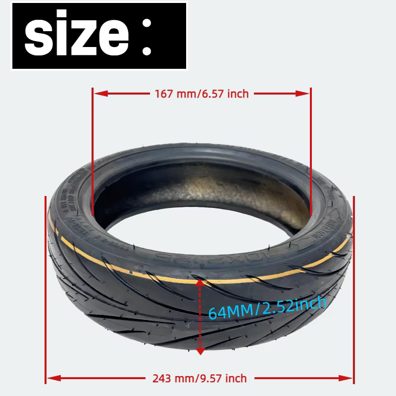 Pneu tubeless 10X2.125 55/80-6.6 pour trottinettes électriques Navee V25i Pro