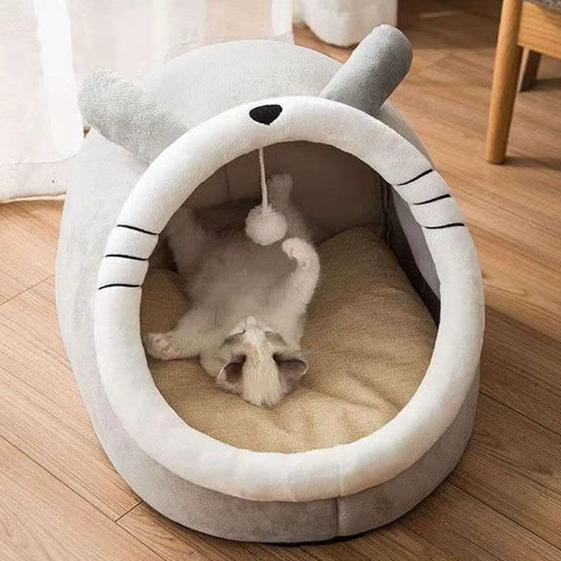 Lit de sommeil profond pour chat, lit de dessin animé pour animaux de compagnie, pliable, amovible, lavable, pour petit chien, tapis, sac, grotte, lit pour chats