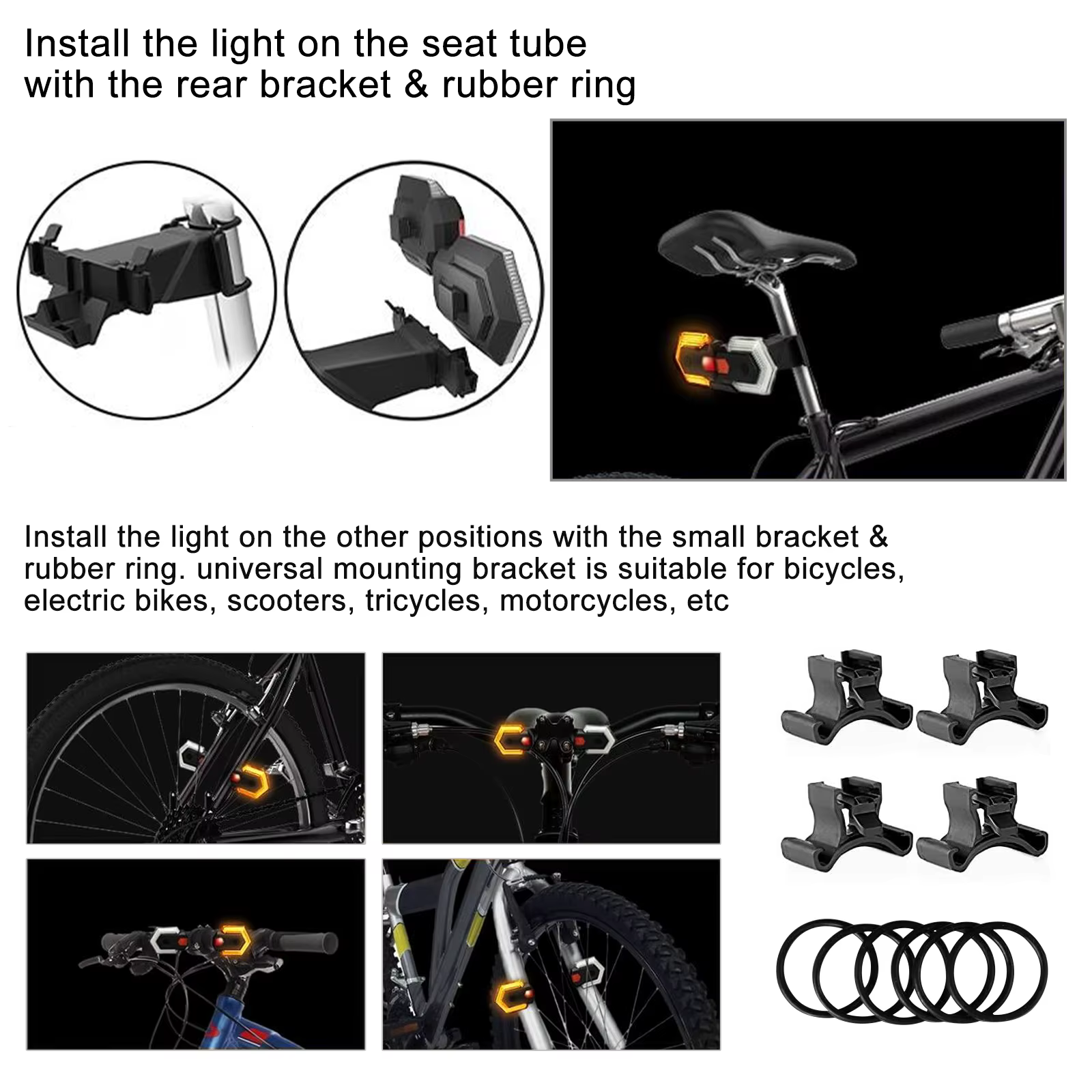 Clignotant de vélo + klaxon de cloche électronique de vélo pour LED