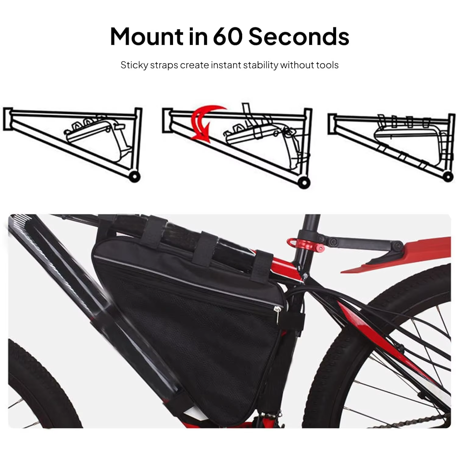 Sac de rangement pour cadre de vélo