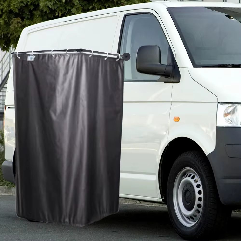 Kit de cabine de douche extérieure pour caravane, cabine de douche, cabine/boîtier avec support magnétique, tige et rideau de douche pour camping-cars