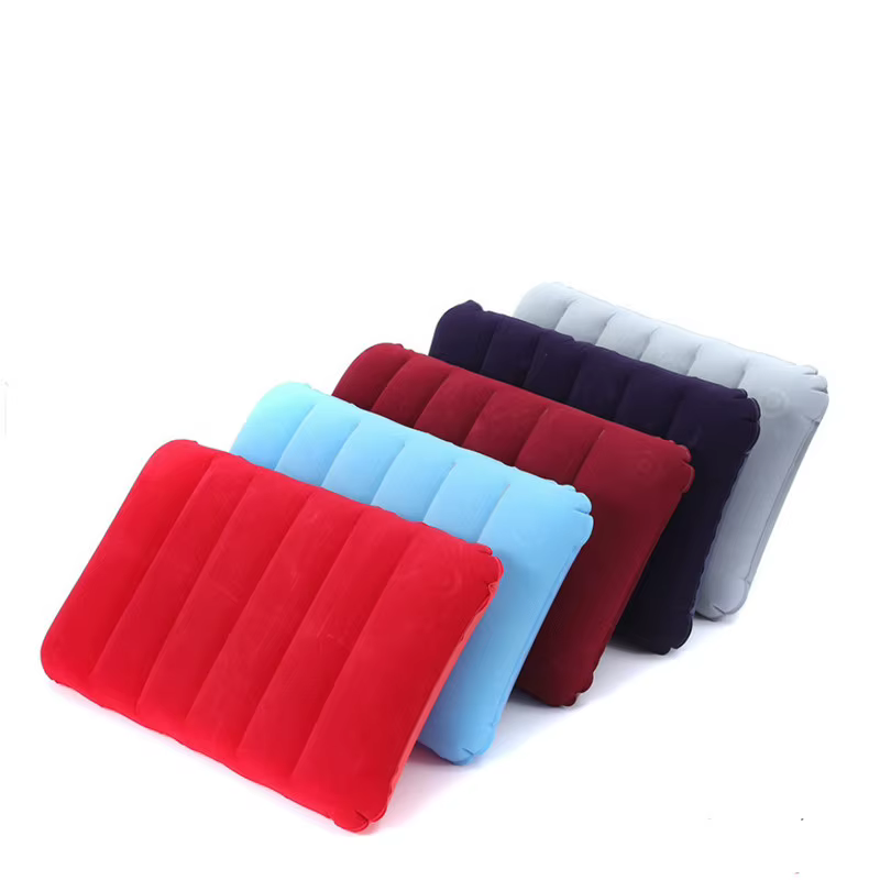 Coussins gonflables à air pour le camping en extérieur, oreillers de voyage pliables carrés, grands coussins de soutien dorsal pour avion