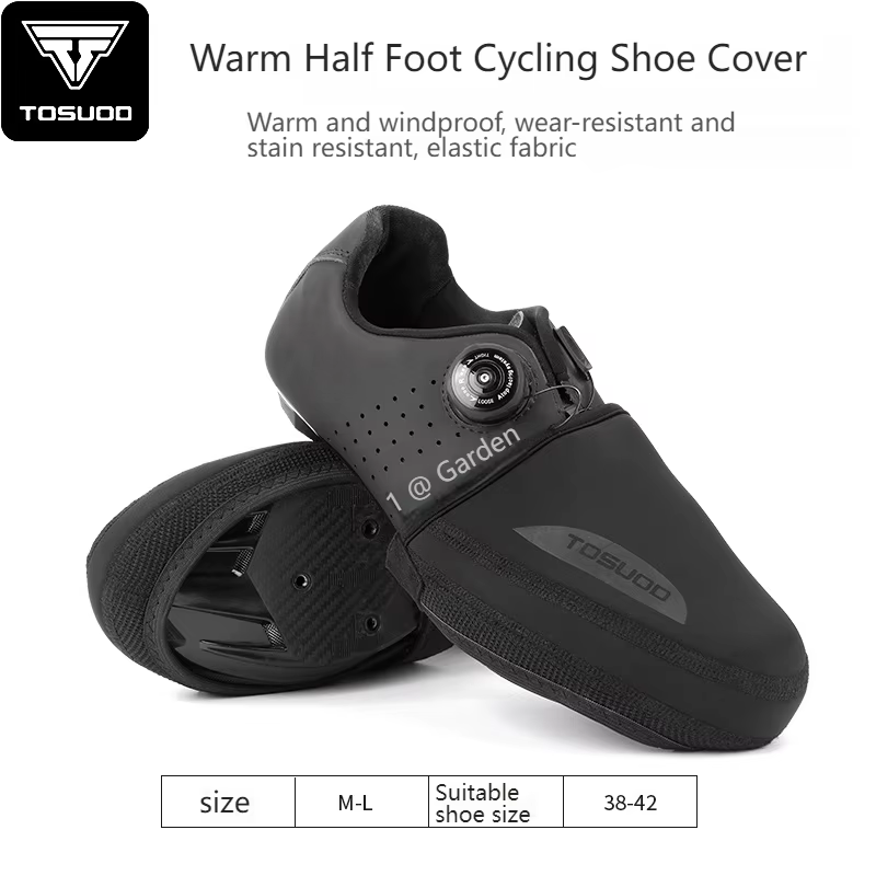 TOSUOD couvre-chaussures de cyclisme coupe-vent tissu résistant à l'abrasion garder au chaud demi-chaussures vtt vélo
