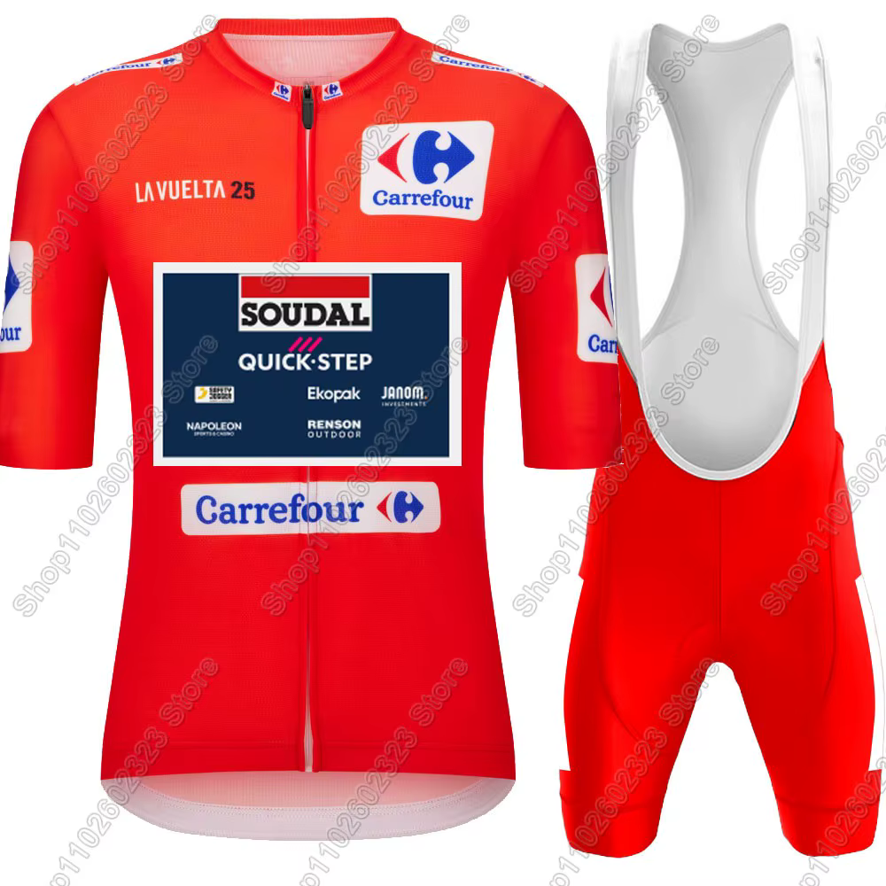 2025 Espagne Tour Soudal Quick Setp Maillot de cyclisme ensemble vêtements de vélo chemises