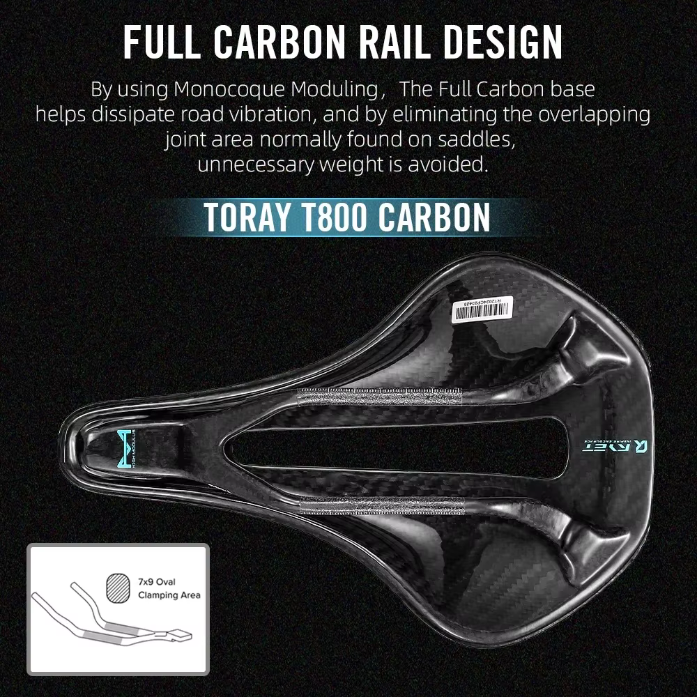 RYET 3D imprimé 155mm selle de vélo entièrement en carbone 7x9 ultraléger 120g siège
