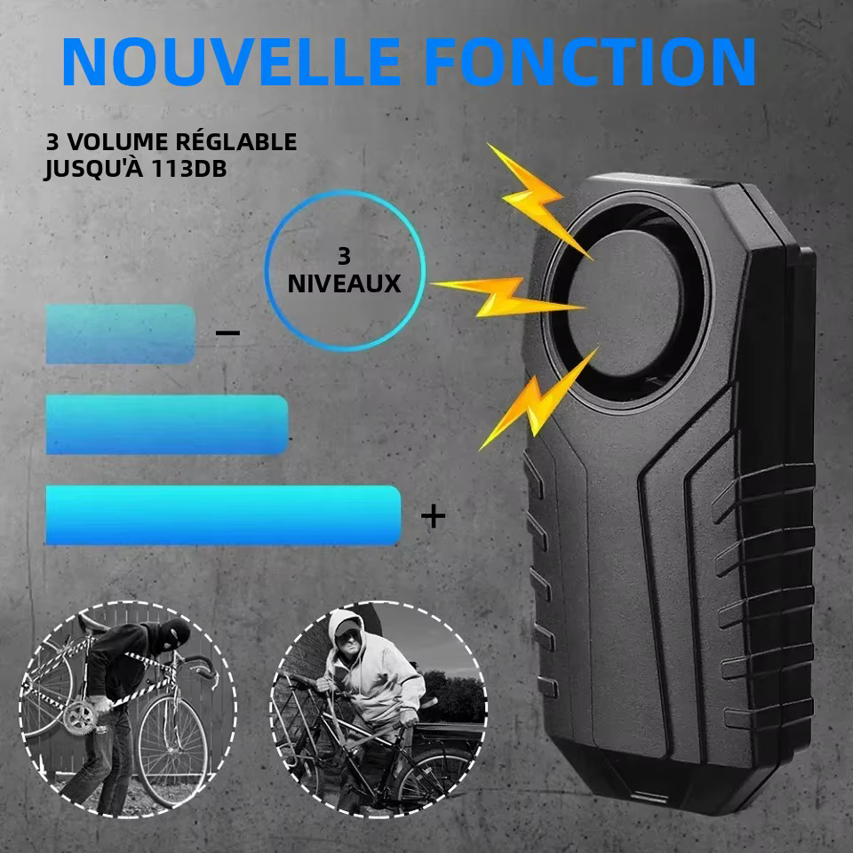 ELECTOP alarme de vélo 113dB antivol sans fil Vibration télécommande