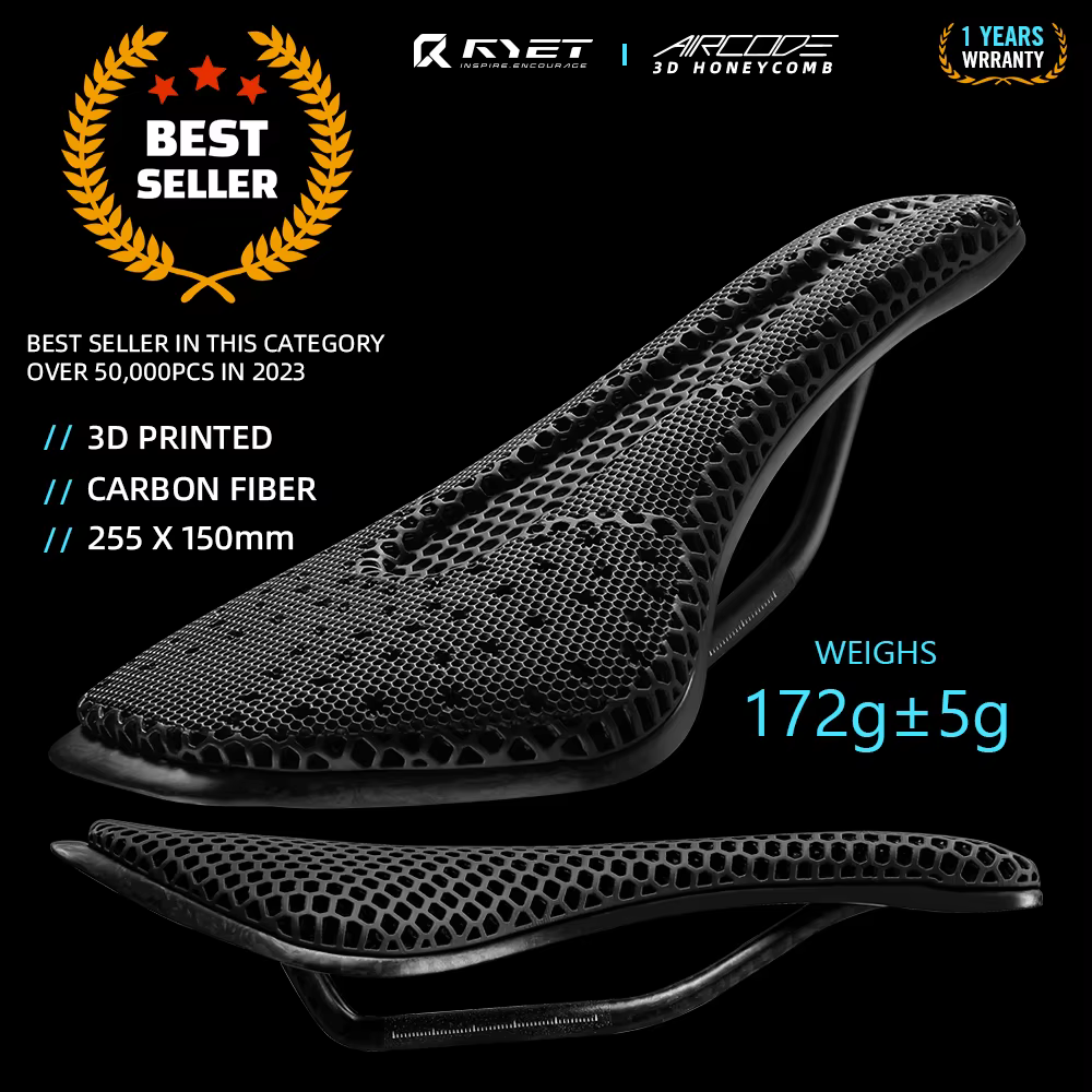 RYET selle entièrement en carbone imprimé 3D ultraléger creux confortable respirant vtt vélo de course sur route siège