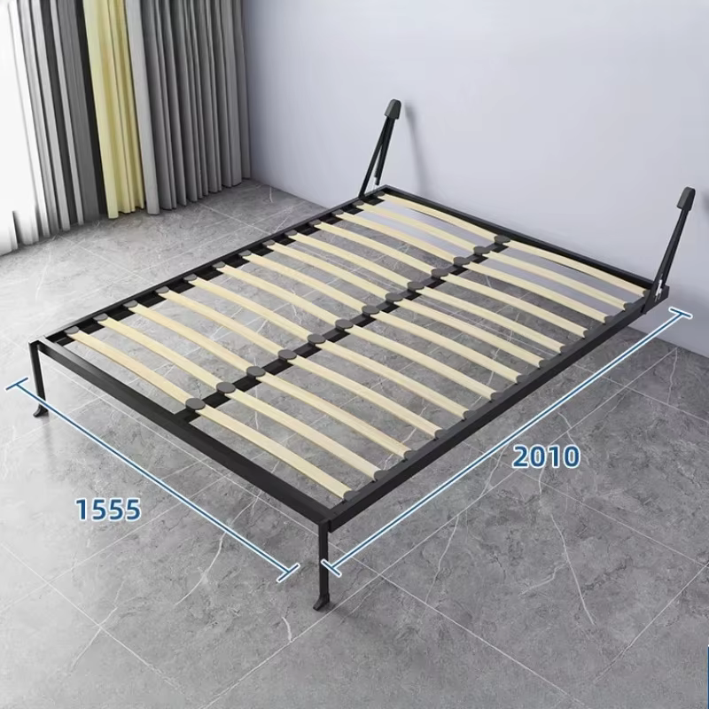 Lit mural pliant simple en métal, double, de luxe japonais, invisible, pour adultes, cadre de lit mural italien, taille complète, mobilier de chambre à coucher