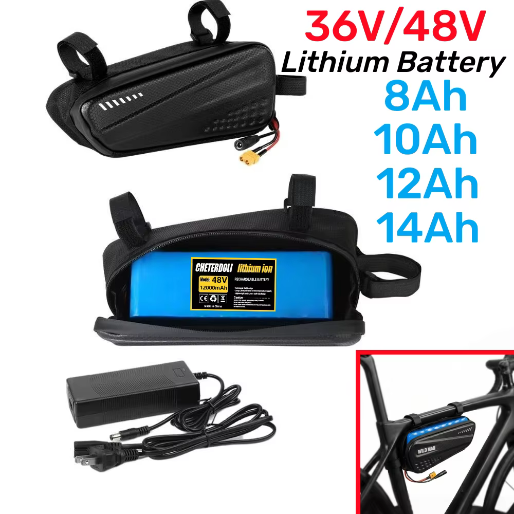 Batterie rechargeable 18650 36V 48V 8Ah 10Ah 12Ah 14Ah avec sac