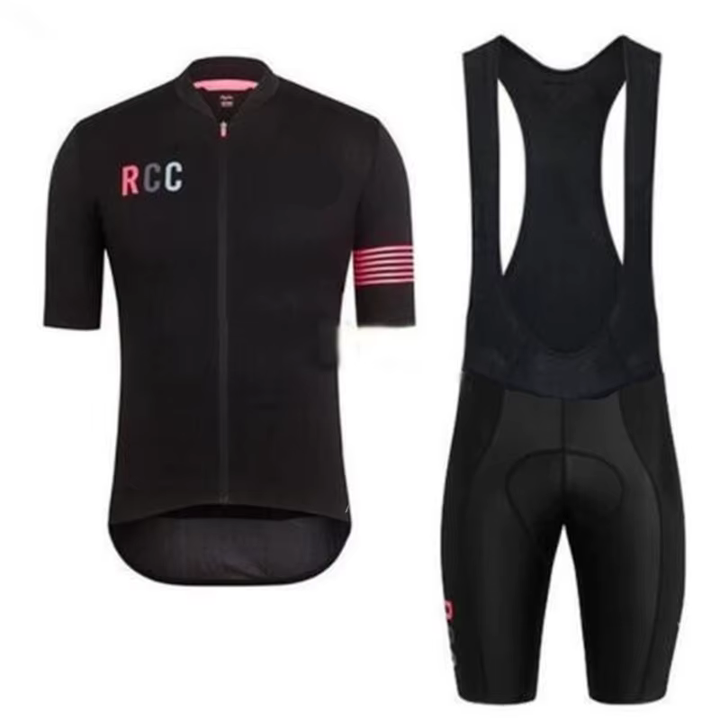 Ensemble de maillot de cyclisme rose RCC à manches courtes pour hommes