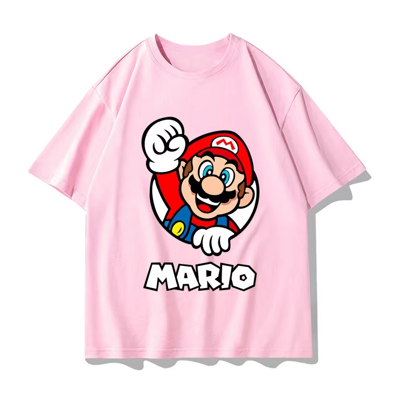 T-shirt Mario Joint-Label pour garçons et filles, ensemble assorti pour la famille, élégant, polyvalent, en coton, à manches courtes, col rond, été