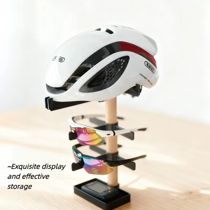 Support de rangement en bois de hêtre massif pour casque de vélo