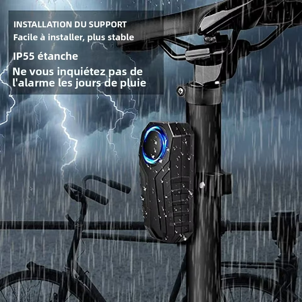 ELECTOP alarme de vélo 113dB antivol sans fil Vibration télécommande