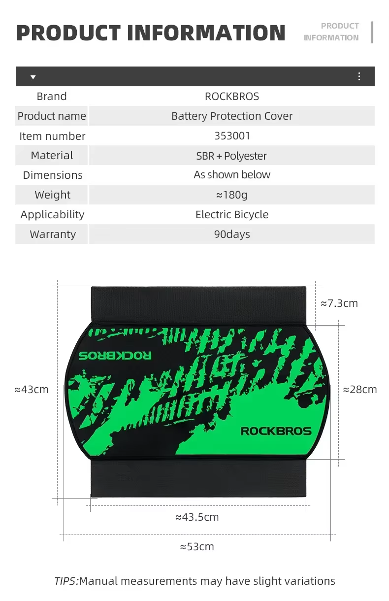 ROCKBROS – couvercle de batterie de vélo électrique