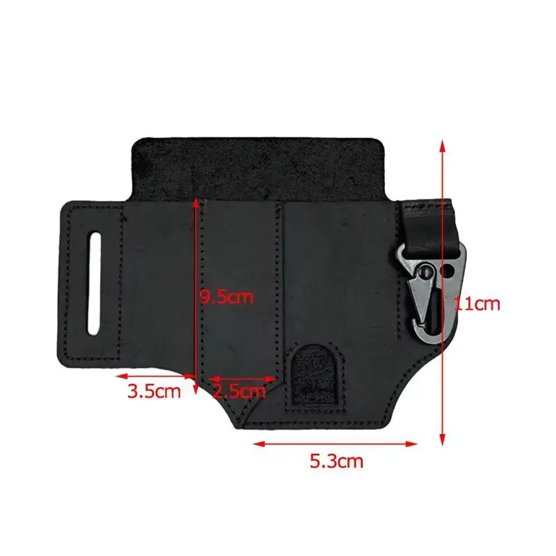 Gaine en cuir pour maroquinerie, multi-outils, organisateur de poche EDC, pochette pour couteau tactique de chasse, lampe de poche, outil de Camping en plein air