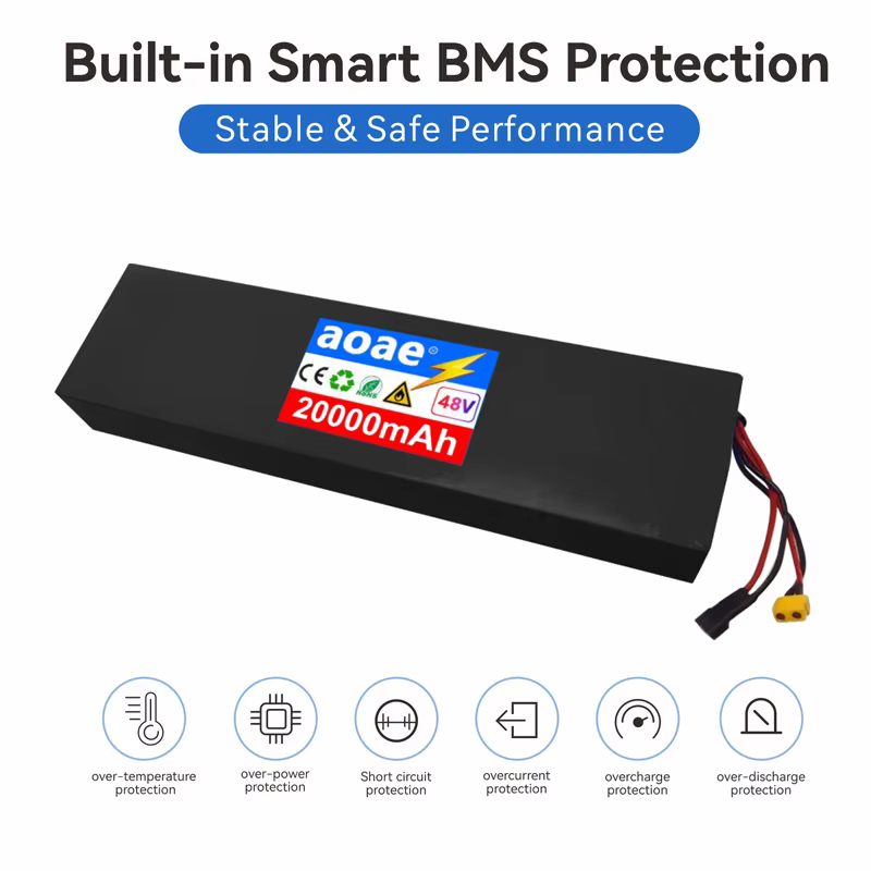 Batterie de scooter électrique 48V 13S4P 20Ah 18650 cellules de qualité A avec BMS intégré XT60 JST pour Kugoo M4 M4Pro MaxSpeed Series Long Range