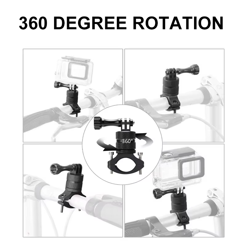 Support de vélo en alliage d'aluminium pour GoPro 13 12 11 10 9 8 avec vis 1/4