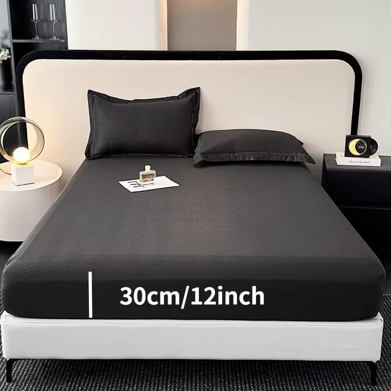 Nouvelle drap-housse en microfibre brossée gaufrée à poches profondes 360 ° Housse de matelas élastique tout autour, douce, respirante, pour matelas de 5 à 28 cm