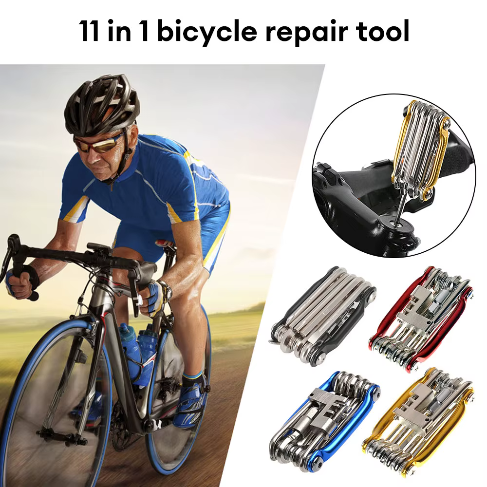 Kit d'outils de réparation de vélo 11 en 1
