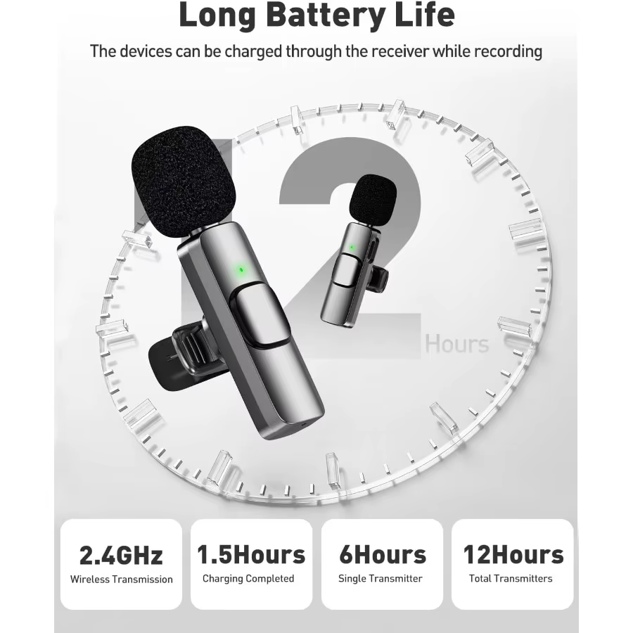 Mini microphone sans fil Lavalier pour Android, micro cravate avec réduction du bruit pour Vlog, YouTube, TikTok, enregistrement audio et vidéo