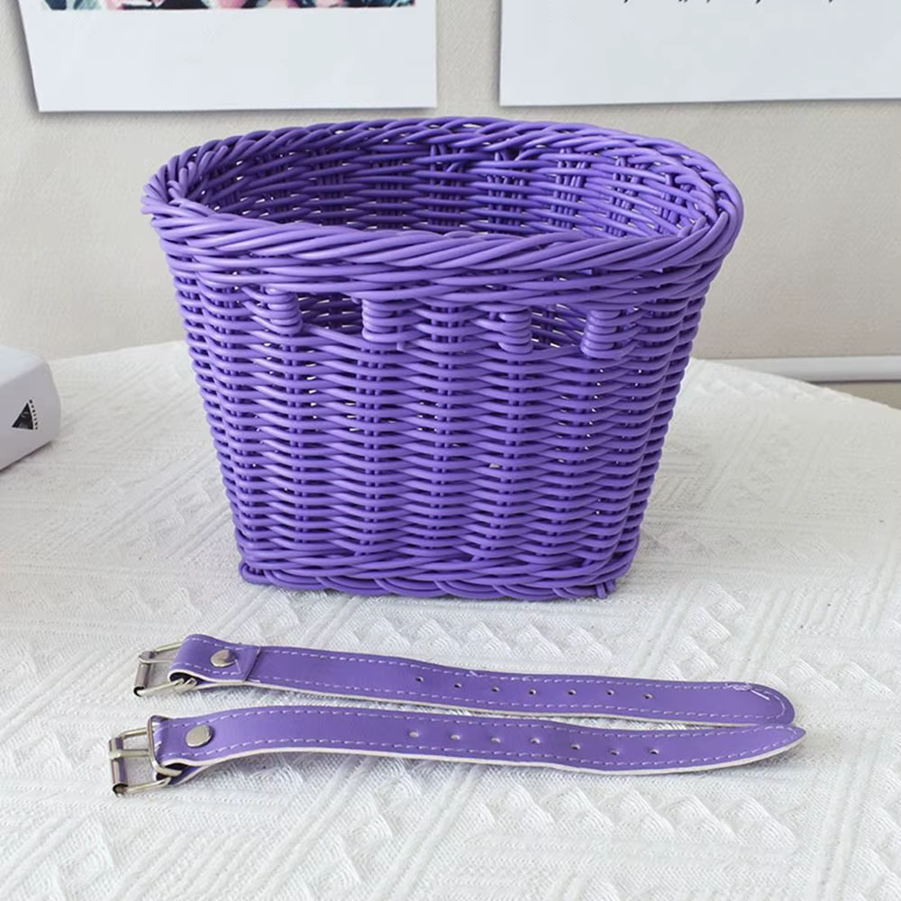 Nouveau panier de vélo en rotin et osier pour enfants avec ceinture