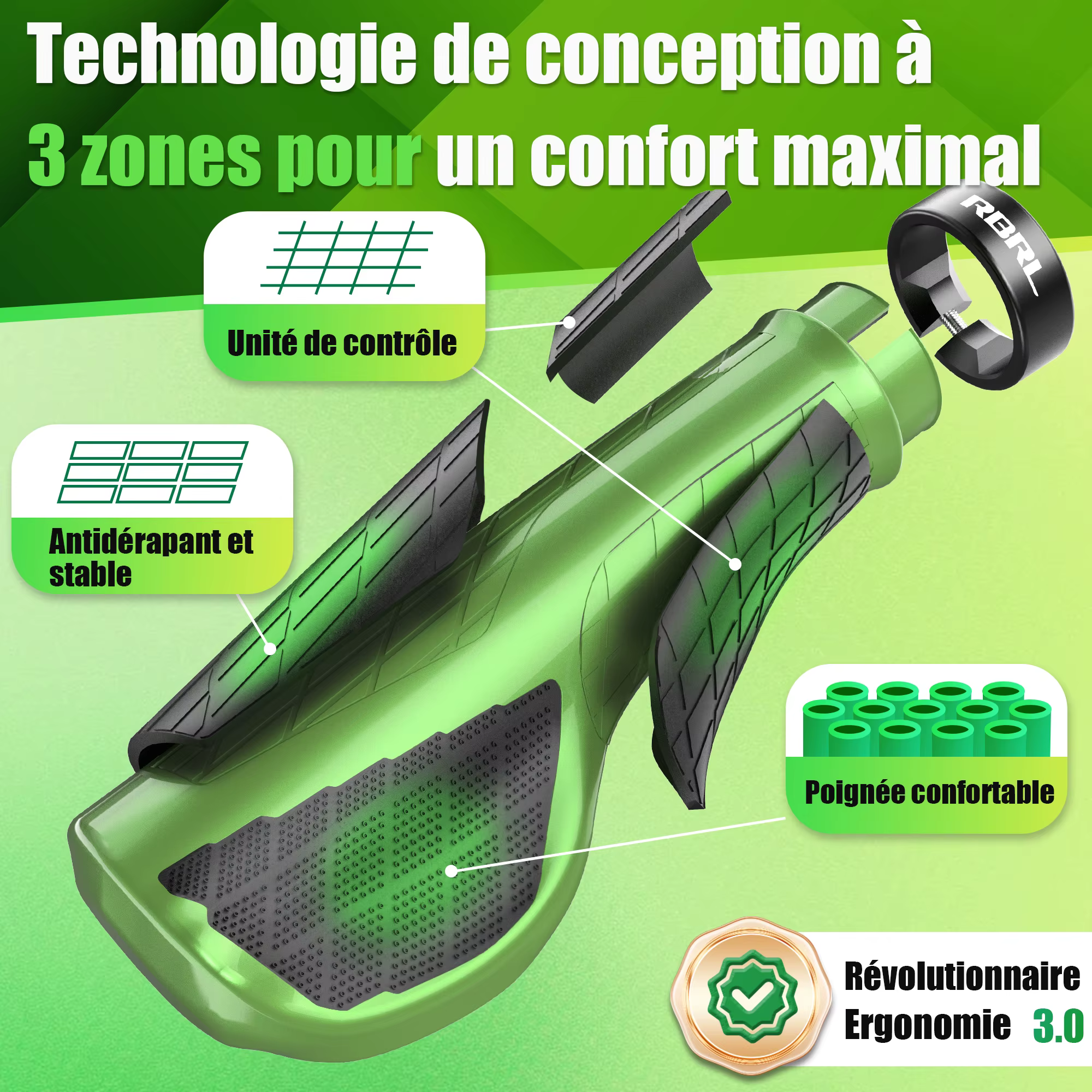 Poignées de vélo anti-aldes ergonomiques en caoutchouc souple