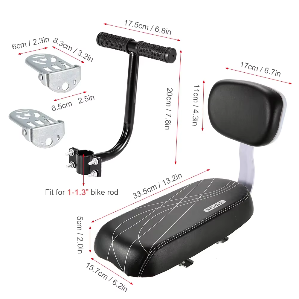 Selle arrière de vélo en cuir PU souple pour enfant