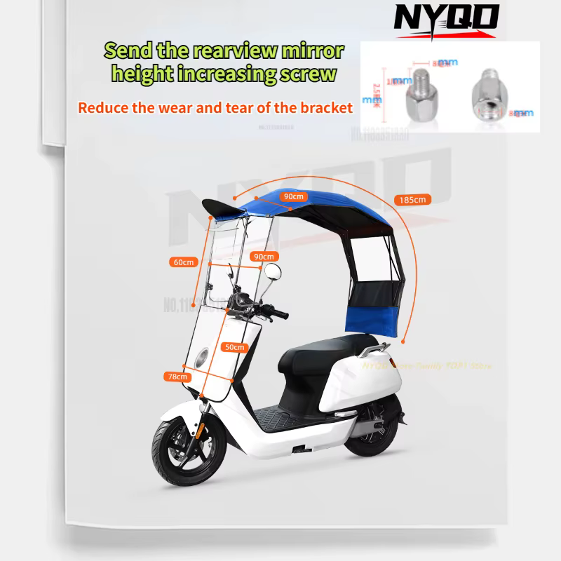 Nouvelle auvent de protection solaire et pluie pour trottinette électrique
