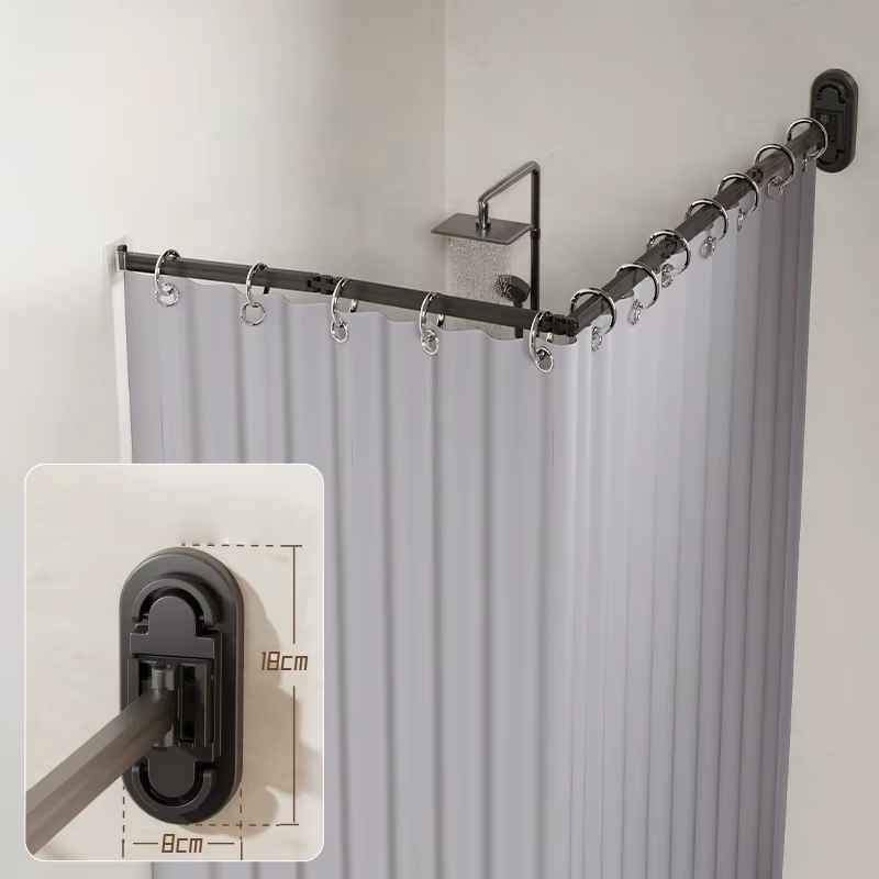 Ensemble de rideaux de douche pliables sans perçage à ventouses, cloison de douche invisible, séparation sec-humide pour salle de bain, étanche et rétractable