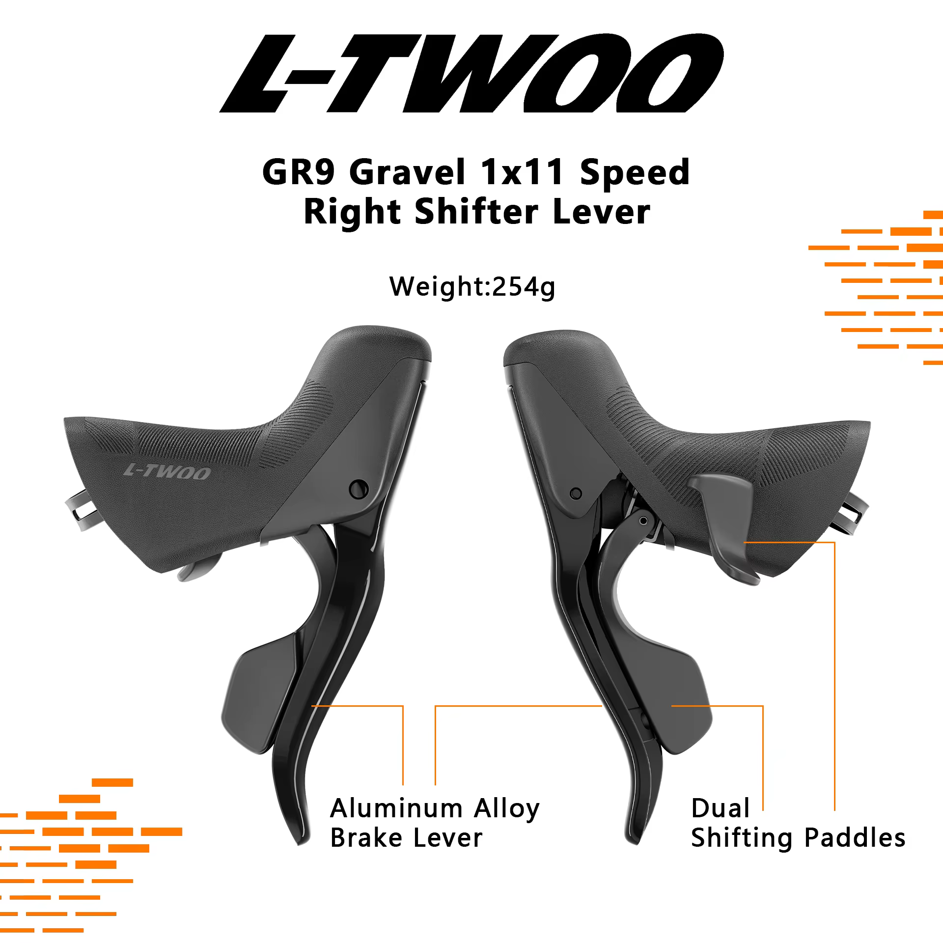 Kit de transmission LTWOO GR9 pour vélo de gravier 1x11 vitesses avec levier de commande mécanique double et dérailleur